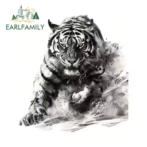 EARLFAMILY Tiger Car Sticker Personality Occlusion Scratch Caravan Trunk Rear Windshield Vinyl Decal Waterproof Custom Printing