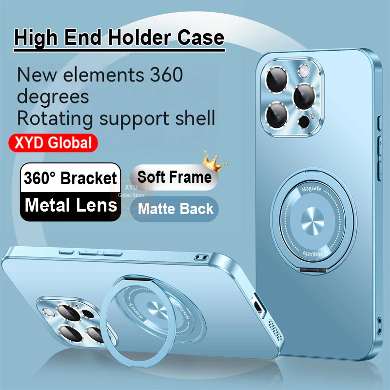 

High End For iPhone 15 Pro Max Case Magnetic Holder Ring Cover For iPhone 15 Pro Max iPhone15 Phone Case Shell 360 Bracket Stand
