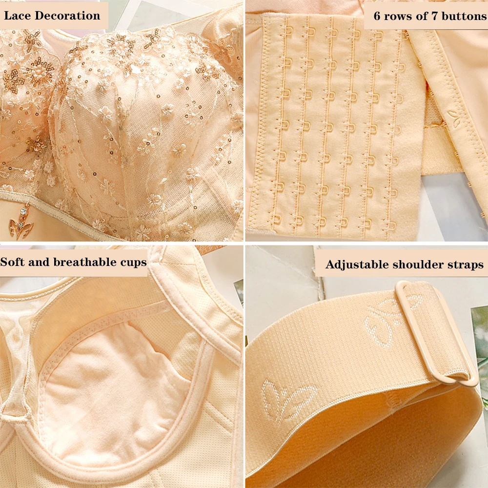 Women Deep Cup Bra Plus Size Bras Hide Back Fat Underwear Shaper Incorporated Full Back Coverage  Push Up Bustiers