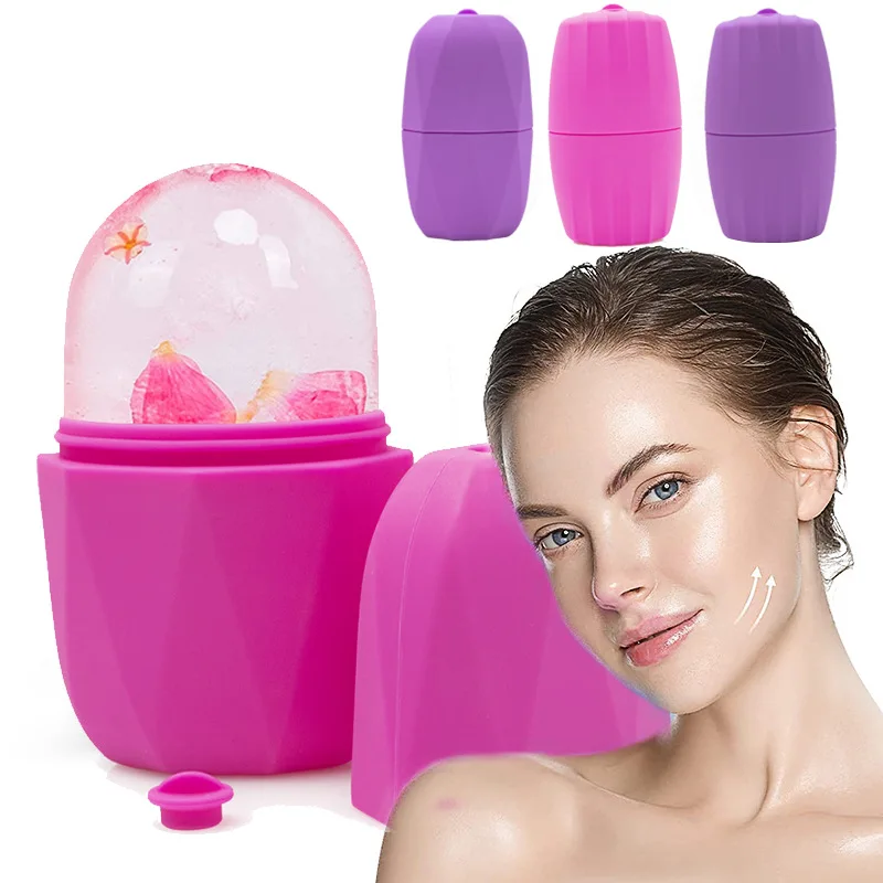 Rouleau à glace en Silicone pour le visage, outil de soins de la peau, Lifting des contours, plateaux à glaçons, boules, masseur Facial