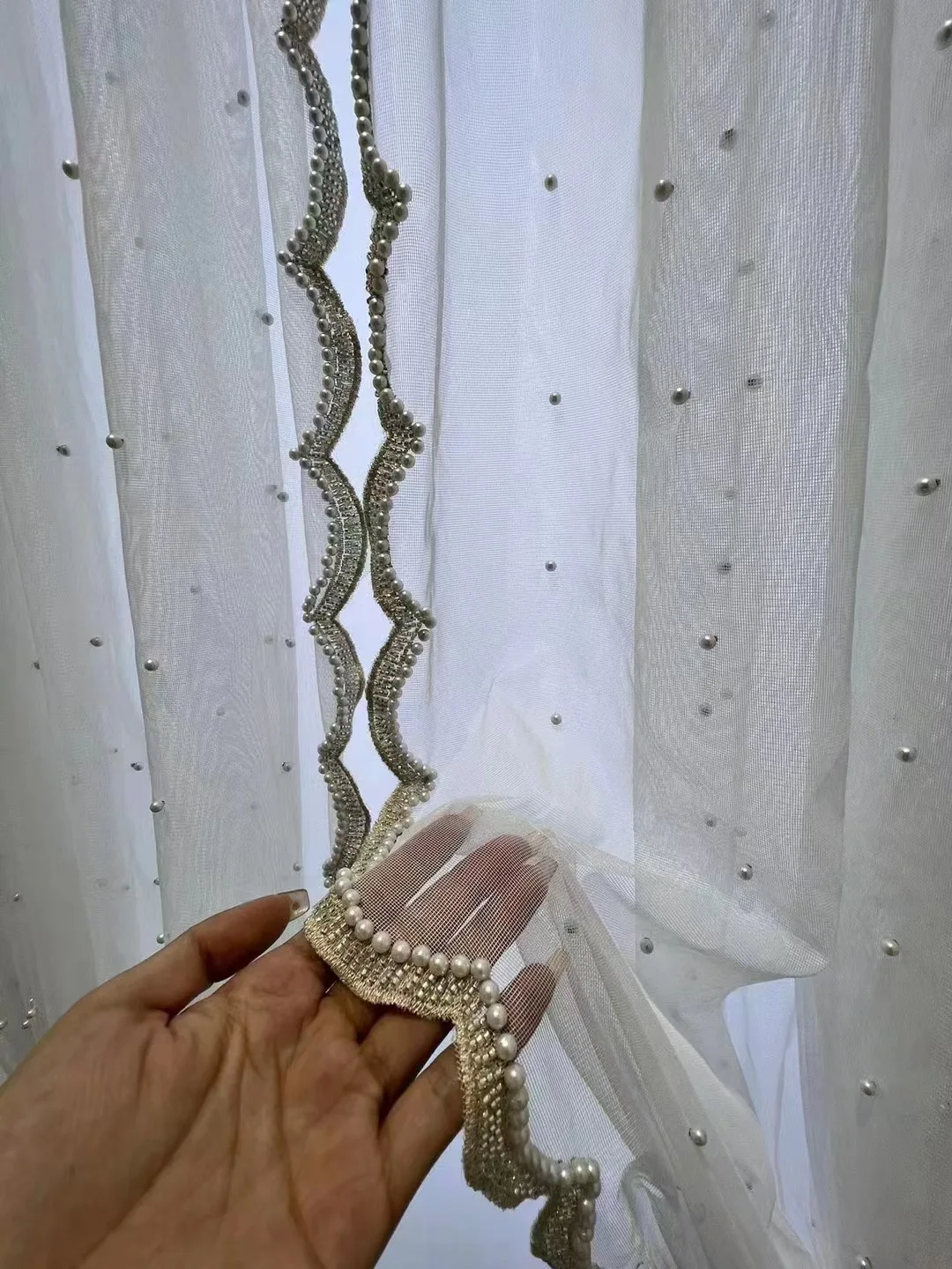 2pcs New Style Pipe Beaded Embroidered Window Screen Nailed Beaded Curtains for Bedroom Living Room Decoration Partition Curtain