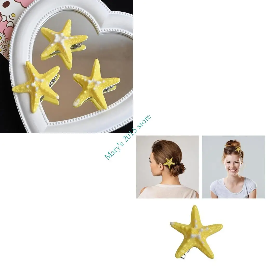 E15F Fashion Hair Clip Strong Star Star Fish Barrette للأطفال البالغين ملابس مختلفة