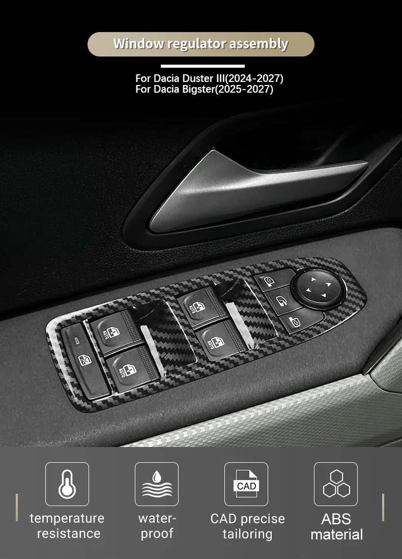 Auto-Fensterheber-Panel Kratzschutz für Dacia Duster 3 Bigster 2024 2025 2026 2027 Dekoration Schutz Innenausstattung Zubehör – Detail 1