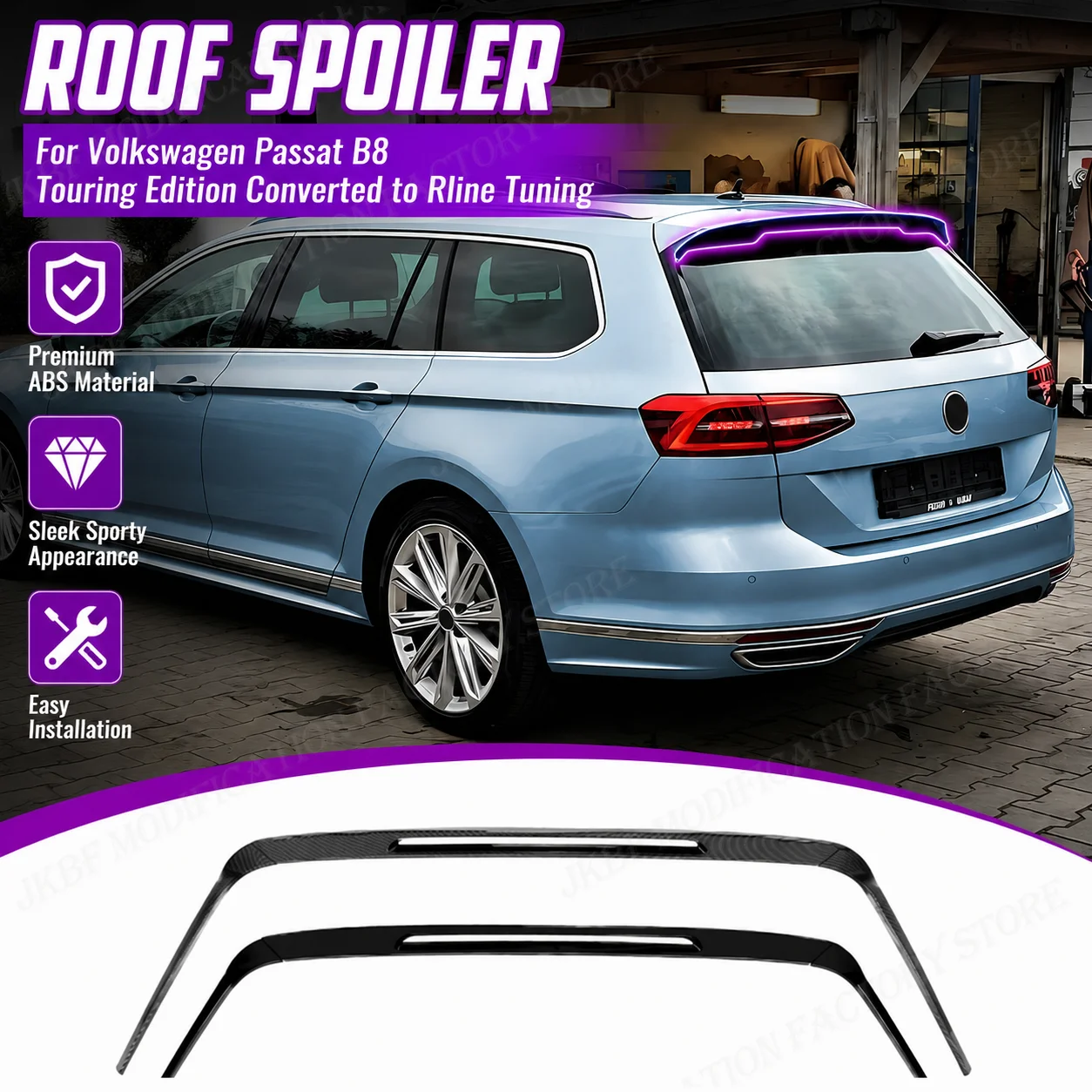 Rear Top Spoiler Roof Wing Side Splitter For Volkswagen Passat B8 Touring Edition Converted to Rline Exterior Tuning Accessories