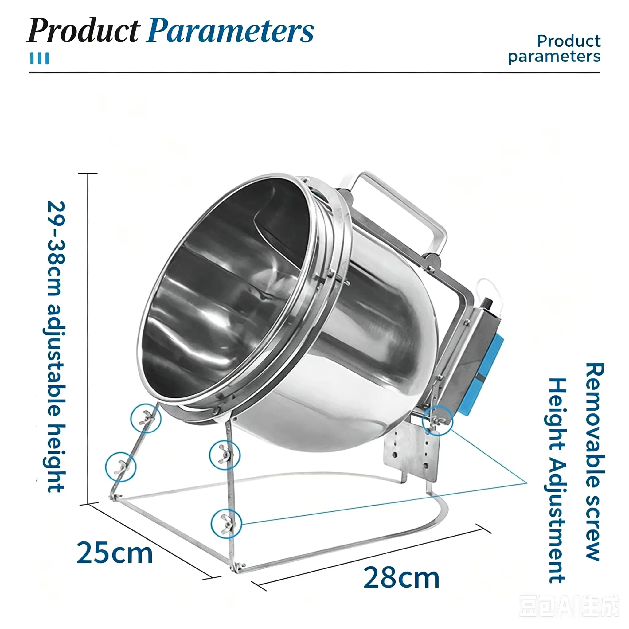 Stir fryer, home outdoor barbecue, stainless steel kitchen, large capacity automatic flipping and cooking machine view 6
