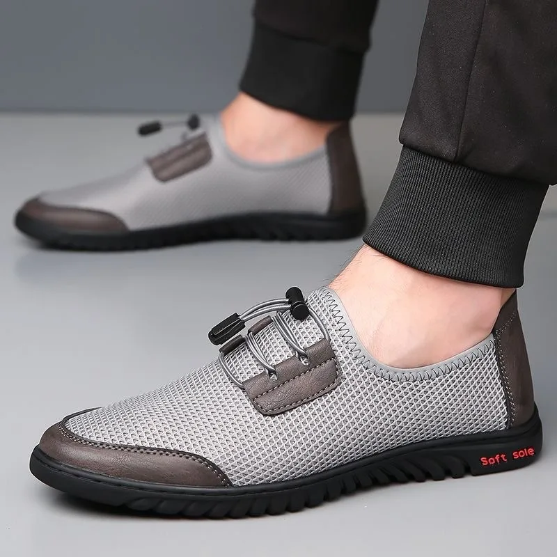 Men's Summer Breathable Mesh Shoes Lightweight Hollow out Driving Casual Slip-On Low Top Sports Sneakers for Youth