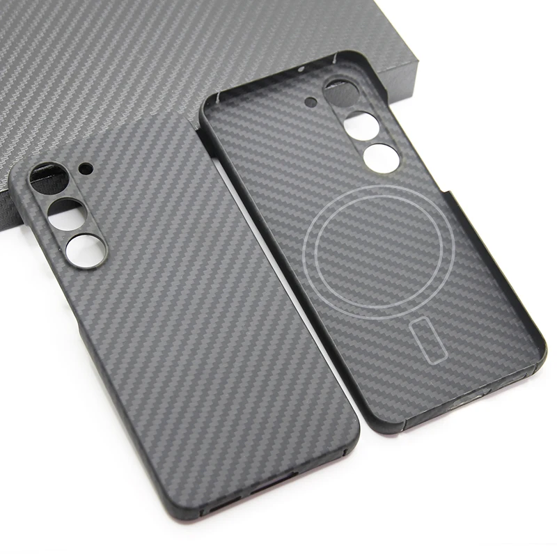 Carbon fiber case for Samsung galaxy S23 S23+ S23Ultra embedded iron sheet magnetic car support magsafe aramid fiber shell