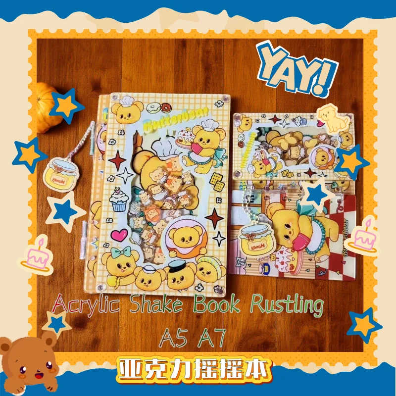 Acrylic Shake Book Rustling A5 A7 Winnie the Pooh Cartoon Sketch Diary Handbook Student Stationery Friends Sticker Kawaii Gift
