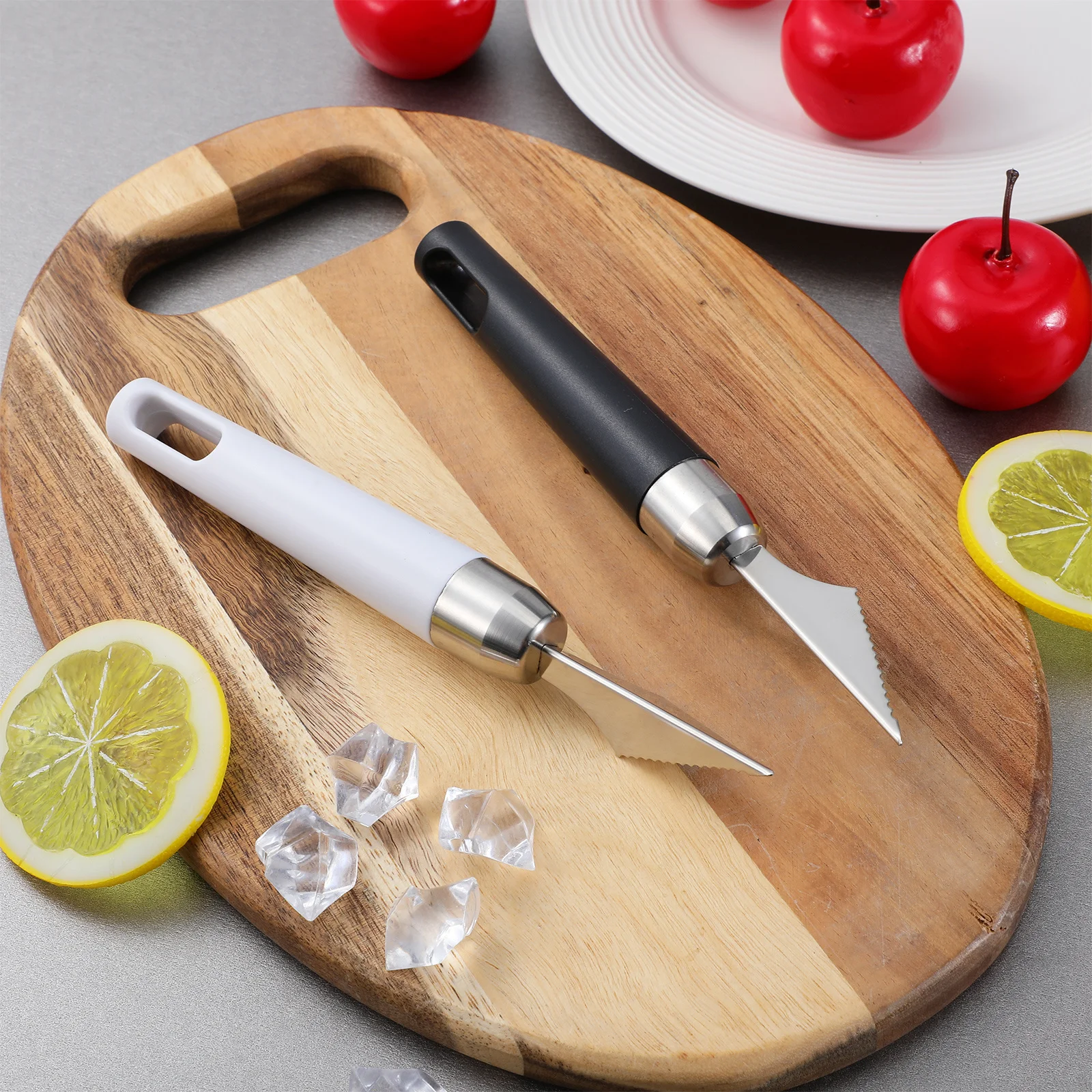 2Pcs Stainless Steel Fruit Cutter Carving Tool DIY Creative Food Craft Kit Engraving Cutter for Melon Potato Vegetable