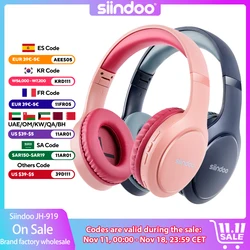 Siindoo JH-919 Wireless Bluetooth Headphones Pink&Blue Foldable Stereo Earphones Super Bass Noise Cancelling Mic For Laptop TV