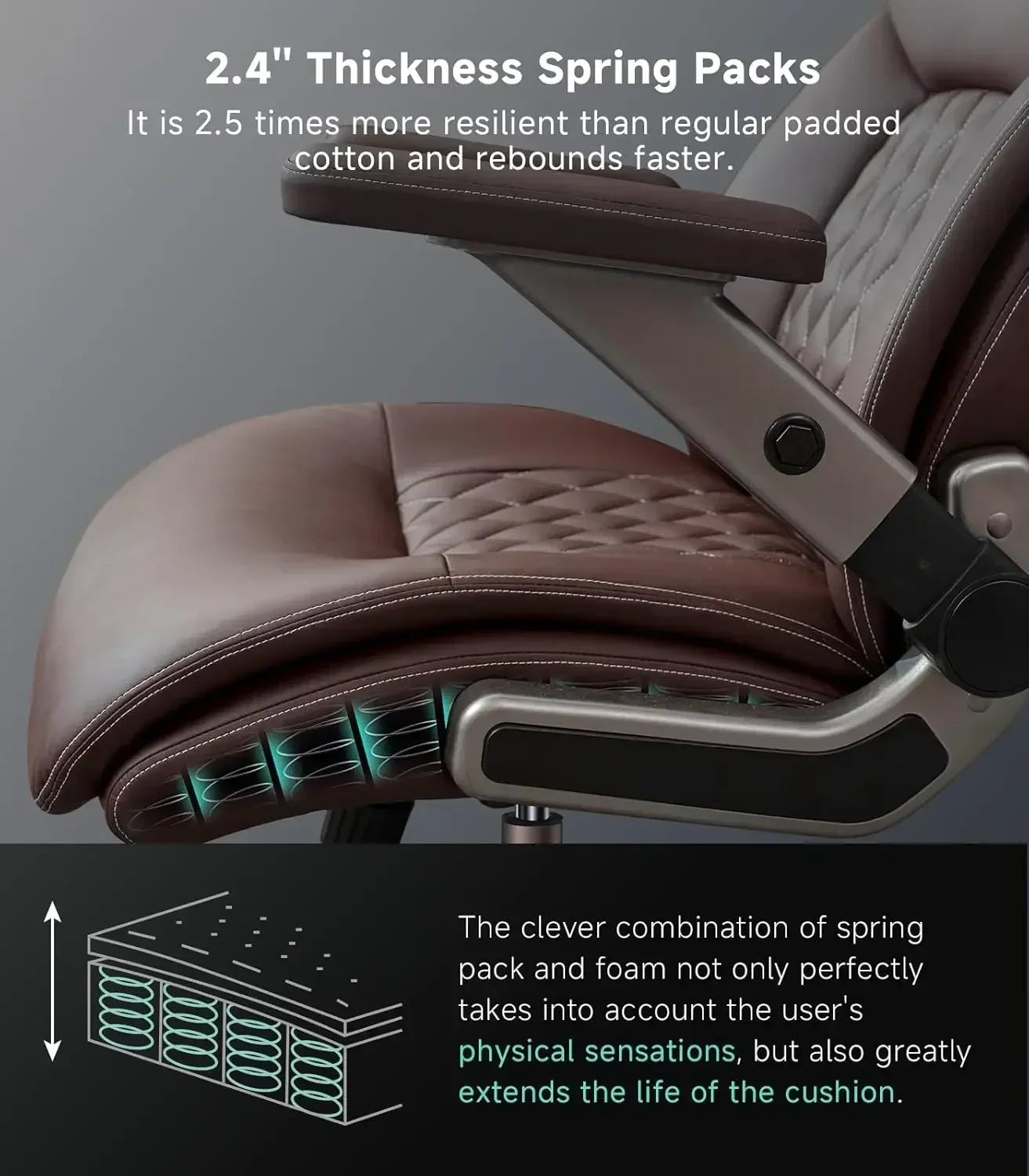 كرسي مكتب كبير وطويل، تنفيذي، دعم قطني قابل للتعديل، عجلة مساحة مزدوجة 3 بوصات، كرسي مكتب منزلي إداري، شديد التحمل #6