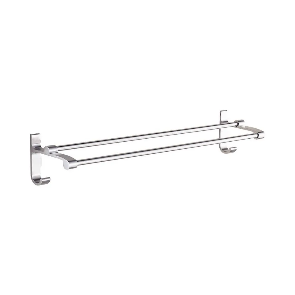 

Towel Rack Aluminum Space Bathroom Organizer Double Silver Towel Hanger Corrosion Resistant Sturdy Storage Rack For Toilet