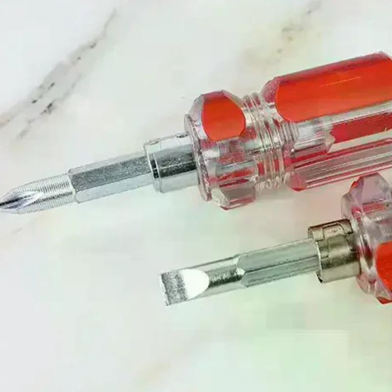 2pcs  Screwdriver Transparent Head Mini Small Portable Radish Head Handle With Flat Head Slotted  Cross Repair Hand Tool