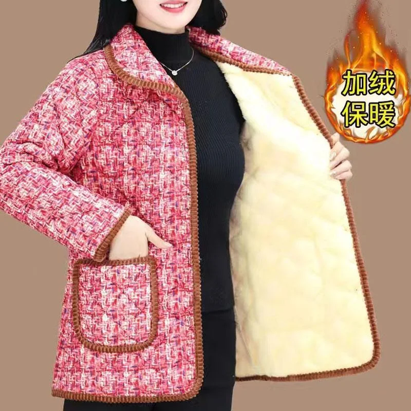 سترة صوفية نسائية بأكمام طويلة وأزرار مطبوعة على الموضة كاجوال