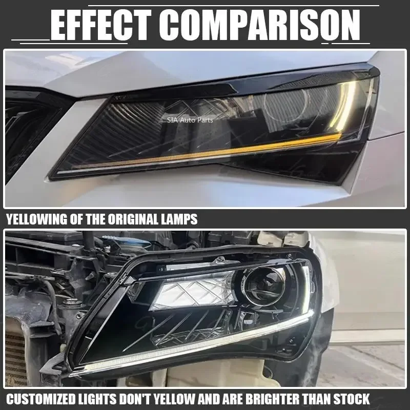 

For VW SKODA Superb 2016 2017 2018 Headlight LED DRL Bars Tube Acrylic tube Light Lines Daytime Running Light Strip