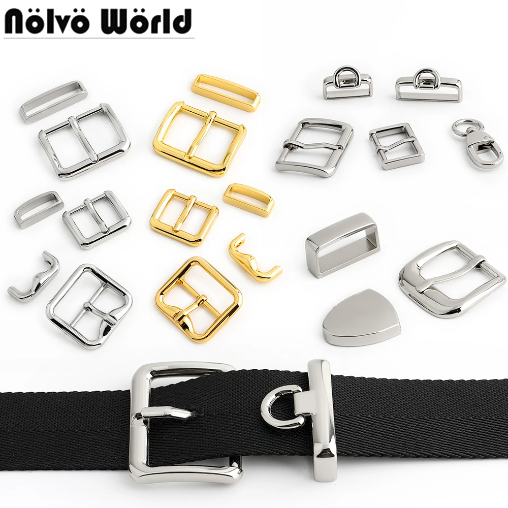 2/5/10Sets Metal Loop Ring Adjust Clasp Belt Pin Buckle For Leather Bags Handbag Keychain Cord End Clasps Snap Hook Accessories