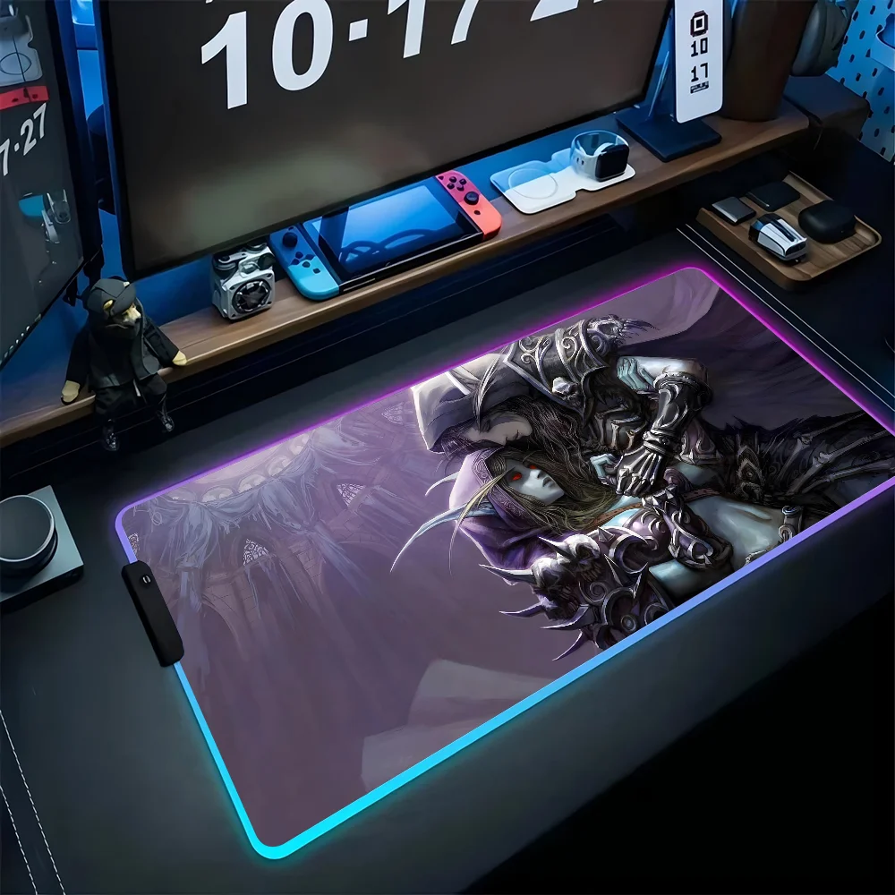 

Sylvanas Windrunner Mousepad XXL RGB Gaming Mouse Pads HD Black Gamer Accessories Large LED