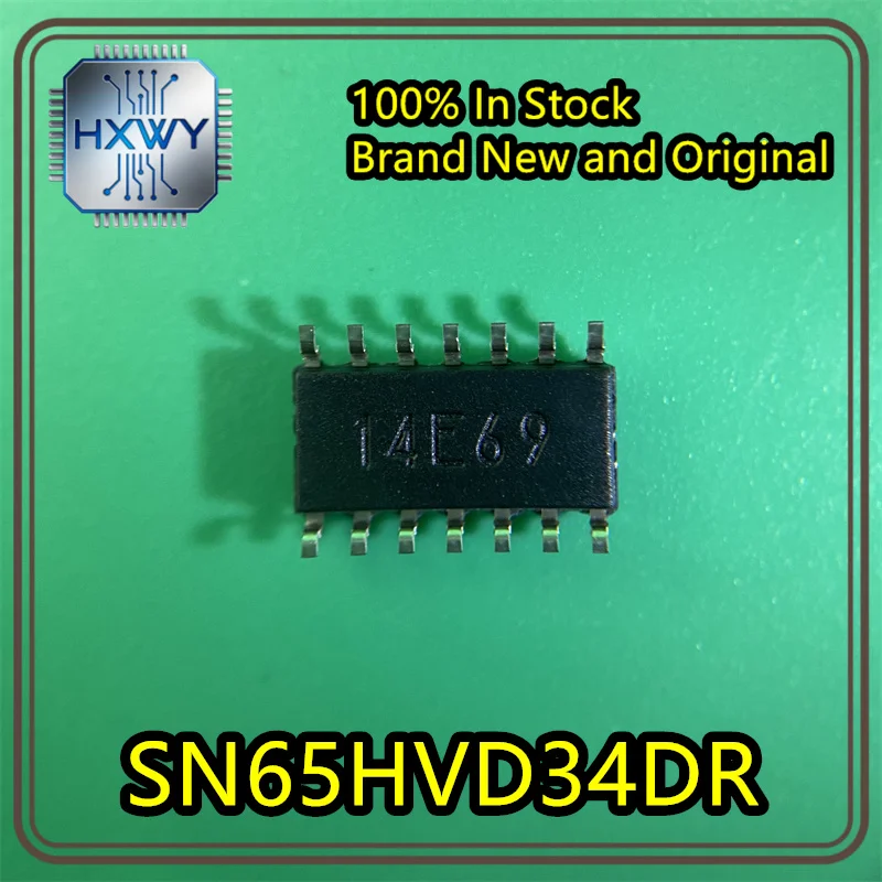 (10/50 pieces) SN65HVD34DR 65HVD34 SOIC-14 3.3V Full-Duplex RS-485/RS-422 Transceiver Brand New Original In Stock Electronic