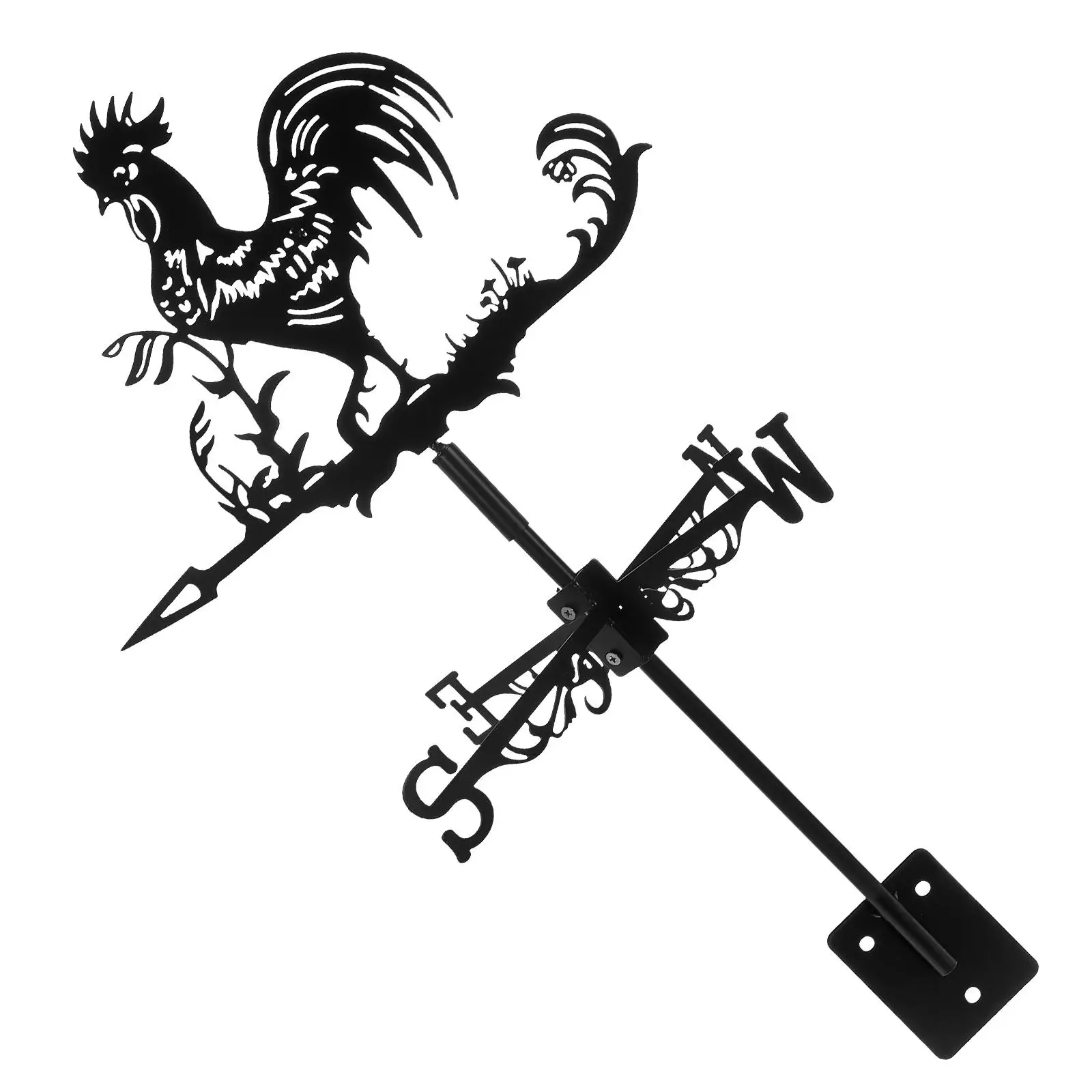 

Farm Yard Metal Wrought Iron Rooster Weather Vane Roof Mount Durable Garden Decoration Wind Direction Indicator Shed Lawn