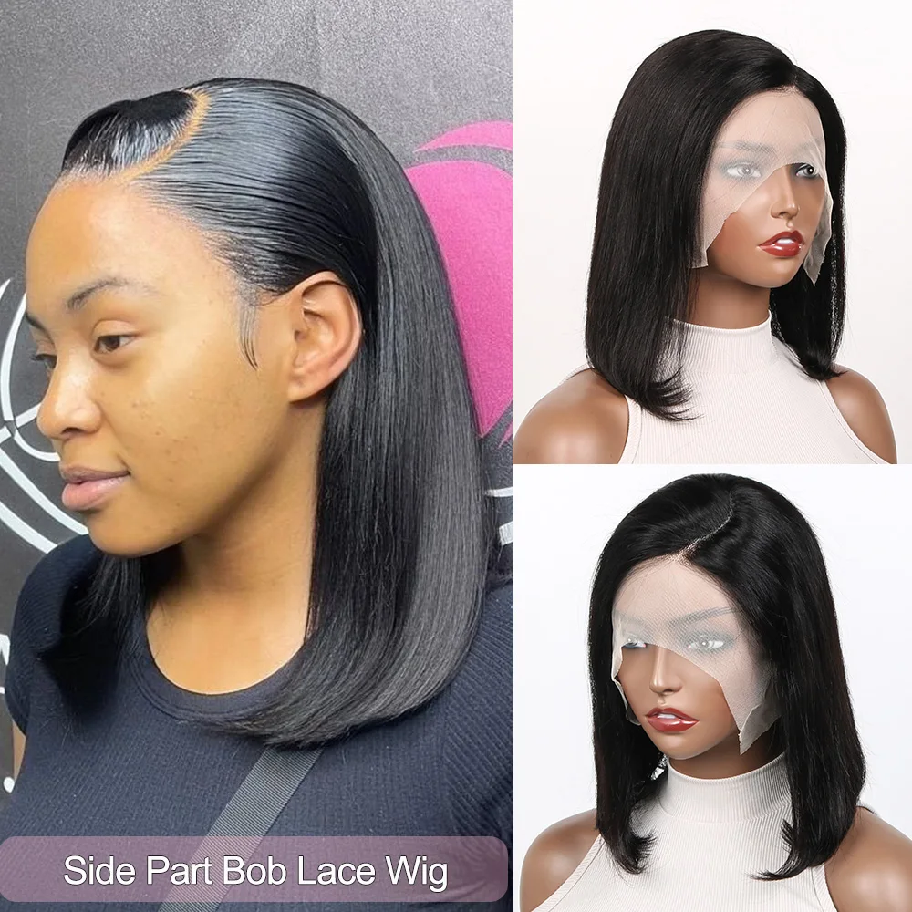 

13x4 Bob Lace Front Wig Human Hair 8-16 Inch Short Straight Bob 4x4 Lace Closure Wigs Pre Plucked Transparent Lace 180% Density