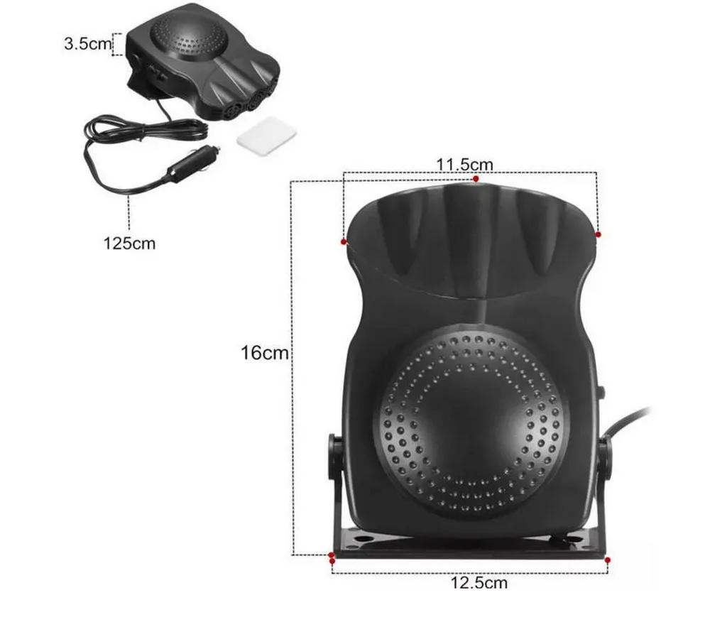 2 In 1 Auto Car Heater Heating Defroster 12V 150W with Swing-out Handle Hot Cool Fan Windscreen Window Demisterr