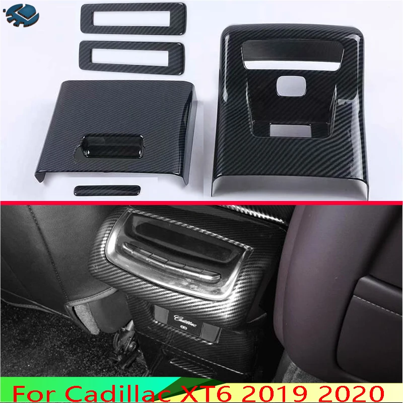 

For Cadillac XT6 2019 2020 Car Accessories ABS Plastic Chrome Plated Armrest Box Rear Air Vent Frame Trim Cover
