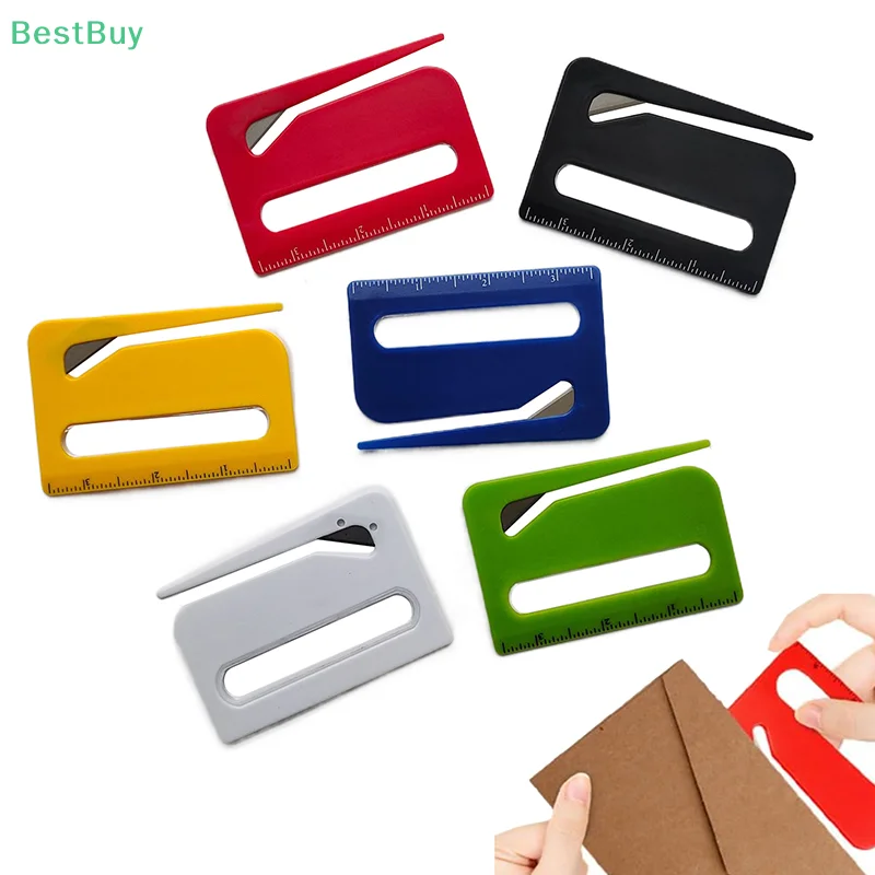 Creative 3Pcs Envelope Opener Slitter Wrapping Paper Cutter With Concealed Blade,Scale, Magnifying Glass For Office Tool