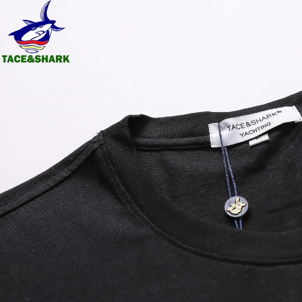 TACE&SHARK Summer Fashion Shark T Shirts Casual Men Solid Color Tops Tees Printing T-shirt Comfortable O-Neck Tshirts