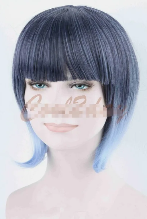 New Lolita Ombre Blue Wigs Cosplay Straight Mid-Long Heat Resistant Hair Wigs