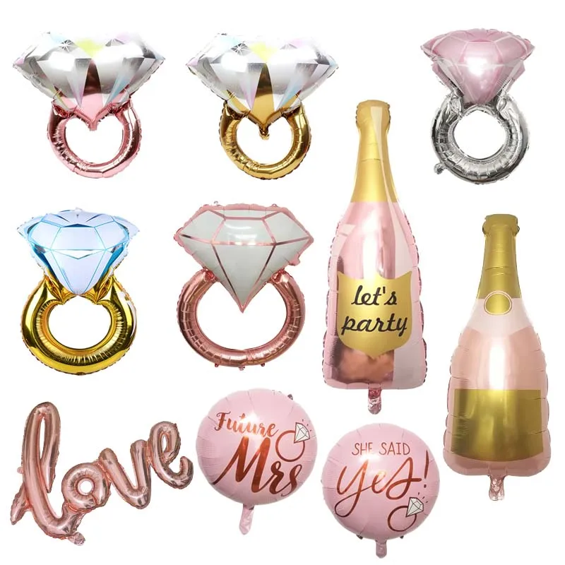 

1Pcs Wedding Decor Diamond Ring Love Foil Balloon Bachelorette Party Hen Night Valentine's Day Birthday Bridal Shower Supplie