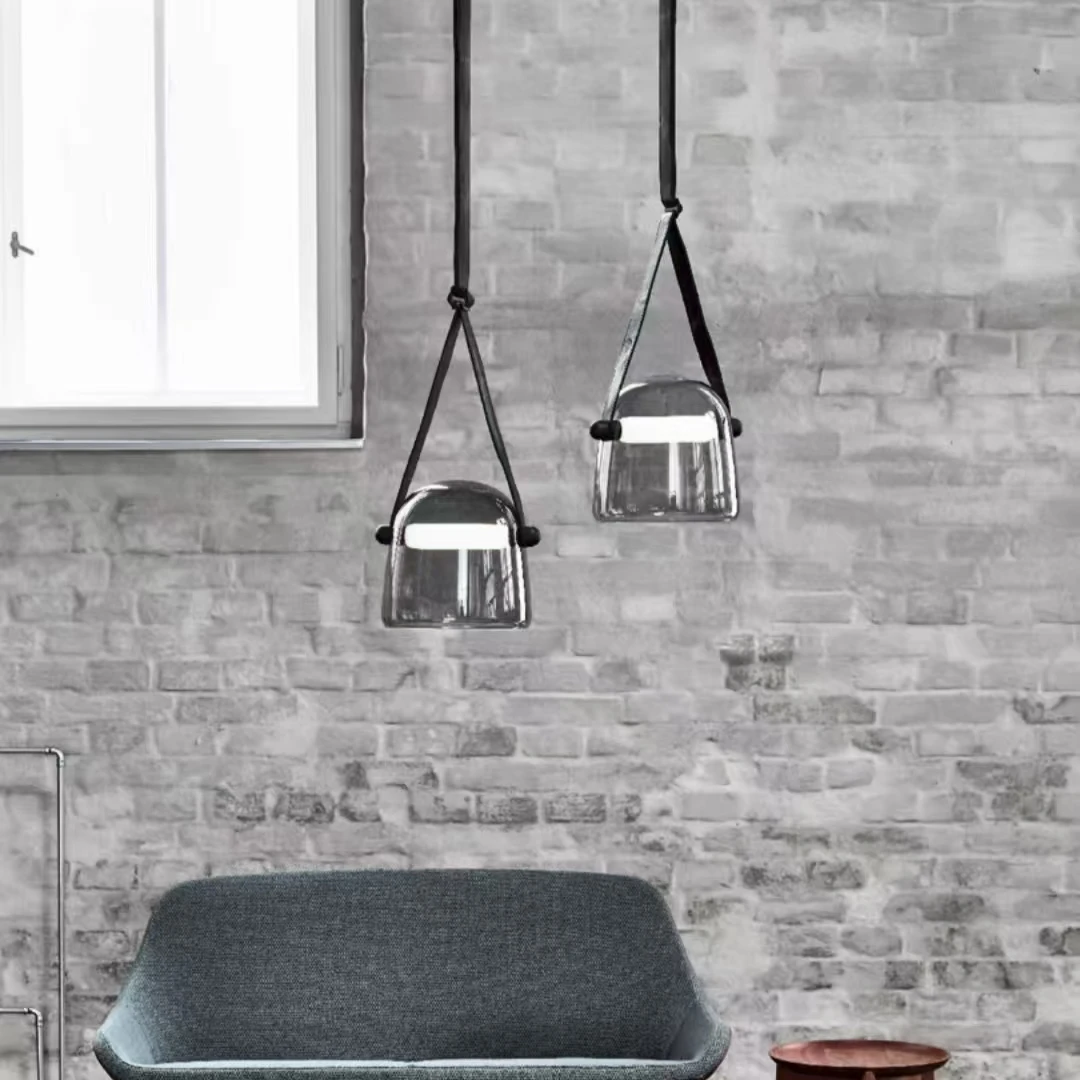 Italian Art Leather Pendant Light Minimalist Glass Creative Chandelier High-Quality Home Decor Lighting for Bedroom Living Room