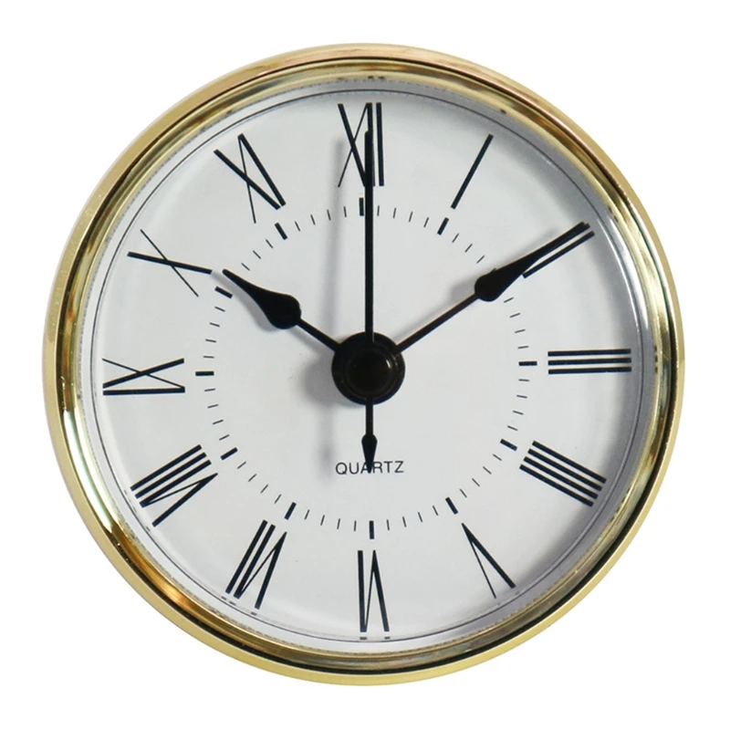 2.76 Inch Clock Insert Fit-up Golden Bezel White Dial Battery Operated Dropship