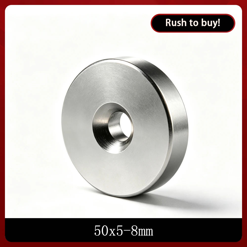 Strong Cylinder Rare Earth Magnet 50*10 Hole 8mm Round Neodymium Magnetic Magnets N35 50x10-8mm 50*10-8