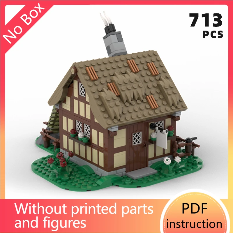 ชุดตัวต่อบล็อกสร้างฉากหมู่บ้านยุคกลาง อาคารปราสาทแบบโมดูลาร์ บ้านจำลอง สถาปัตยกรรม ของตกแต่งสุดพิเศษ