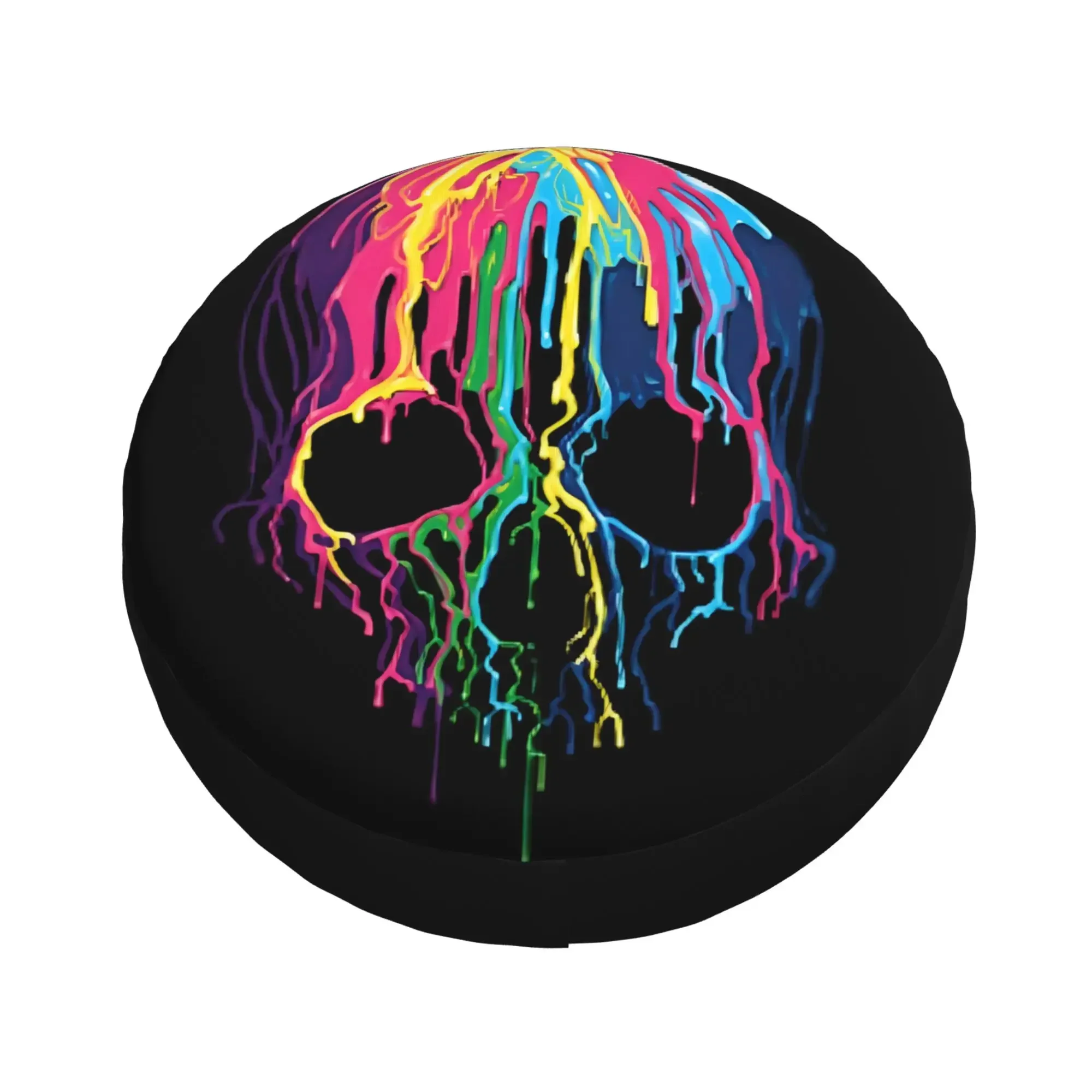 Colorful Rainbow Skull Pattern Proof Wheel Tire Cover Wheel Cover Accesorios Auto Car Accesorios for Men Women Vehiles 15 Inch