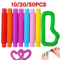 10/20/50PCS Rainbow Pop Tube Pack Telescopic Tube Stress Relief Sensory Toy for Children Adults Learning Toys Brinquedos