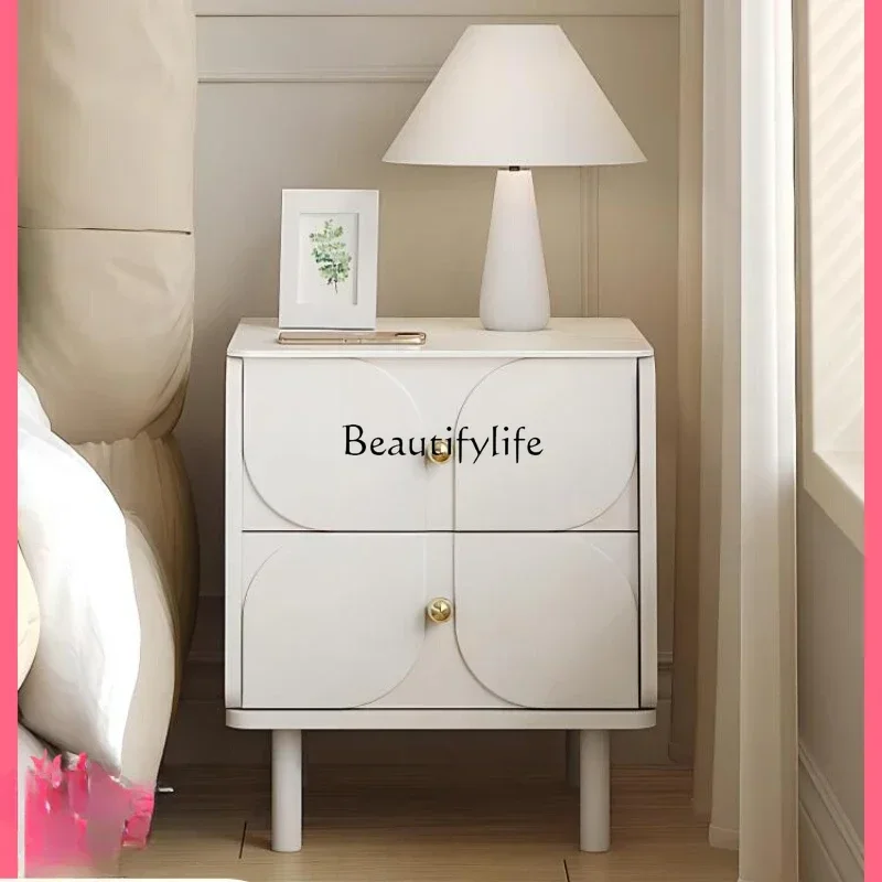 

ld25 French Cream Wind Slate Bedside Table Simple Modern Bedroom Small Storage Cabinet