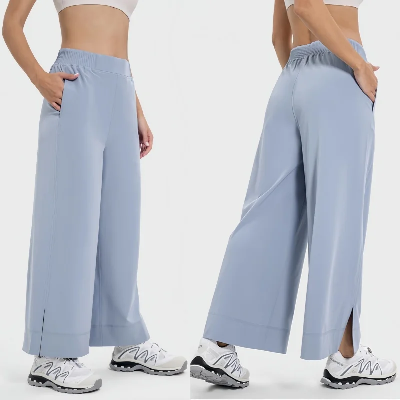 

Cool Touch Women's Wide Leg Yoga Pants Elastic Waist Lightweight Breathable Summer Lounge Flow Trousers