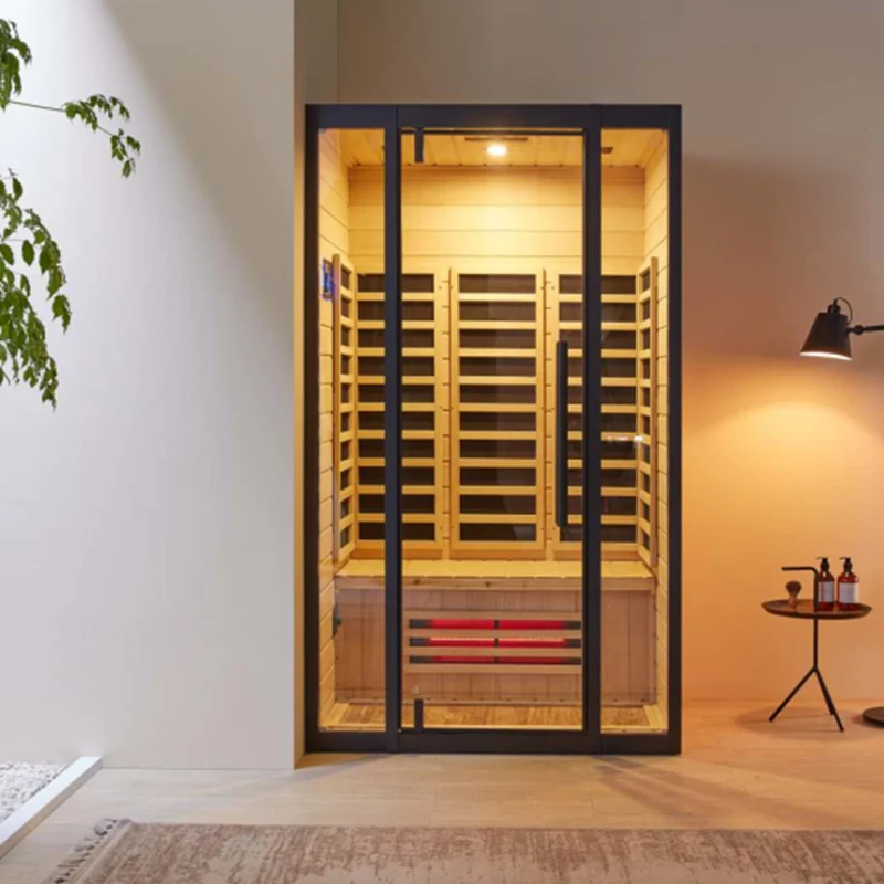 Sala de vapor de grafeno infravermelho distante sala de sauna única família inteligente villa de luxo ao ar livre caixa de vapor de suor preto