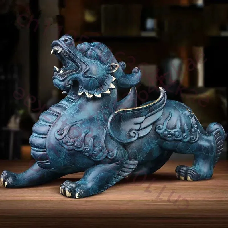 

Китайская скульптура-талисман Пи Сю из чистой меди, сказочное животное, украшение на удачу