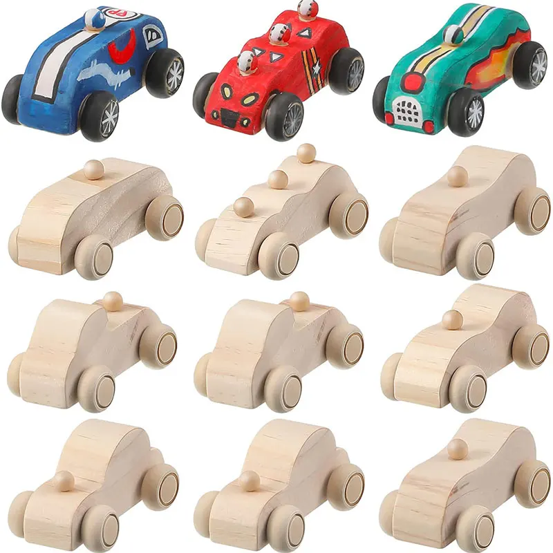 Unfinished Wooden Car Wood DIY Car Toys Crafts for Kids Students Home Activities DIY Crafts Easy Woodworking and Family Time Set