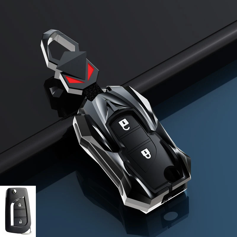 

Zinc Alloy Car Key Case For Toyota Prius Camry Corolla C-HR CHR RAV4 Prado Izoa Levin Avalon 2018 -2024 Accessories
