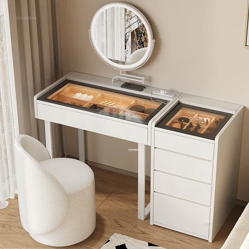 Nordic designer inteligente armários quarto móveis criativo penteadeira vaidade armário de mesa integrado mesa de maquiagem com luz