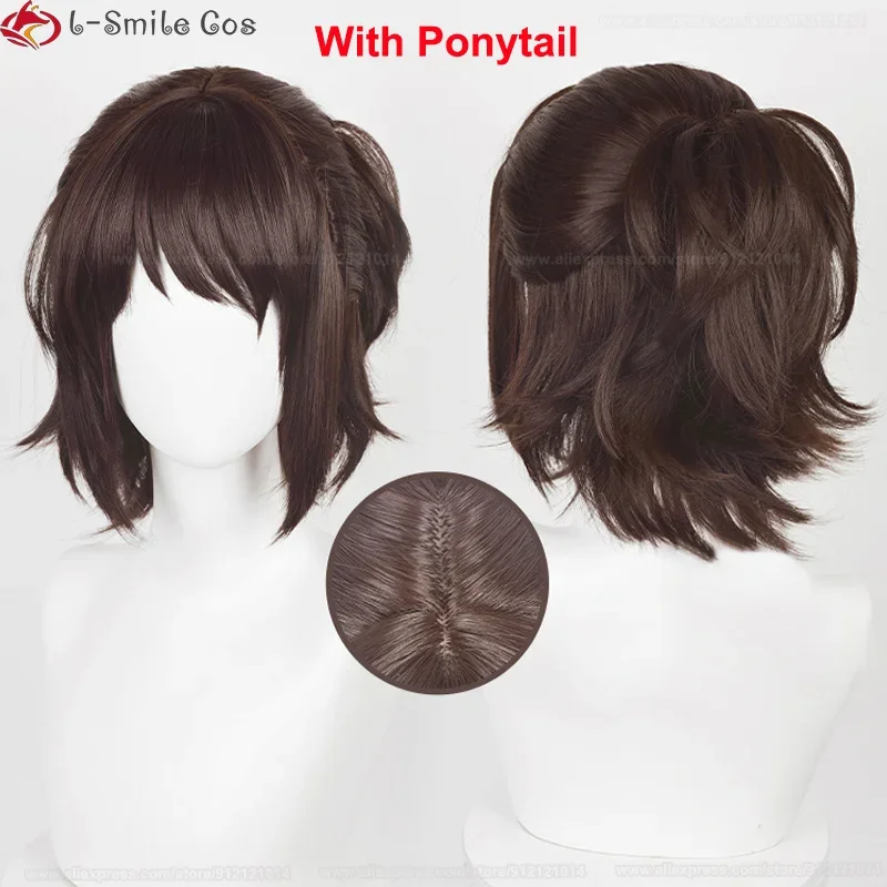 Hange Zoe Cosplay Wig Anime Final Season Hange Zoe 35cm Dark Brown Cosplay Wig Eye Mask Heat Resistance Hair Wig image 2