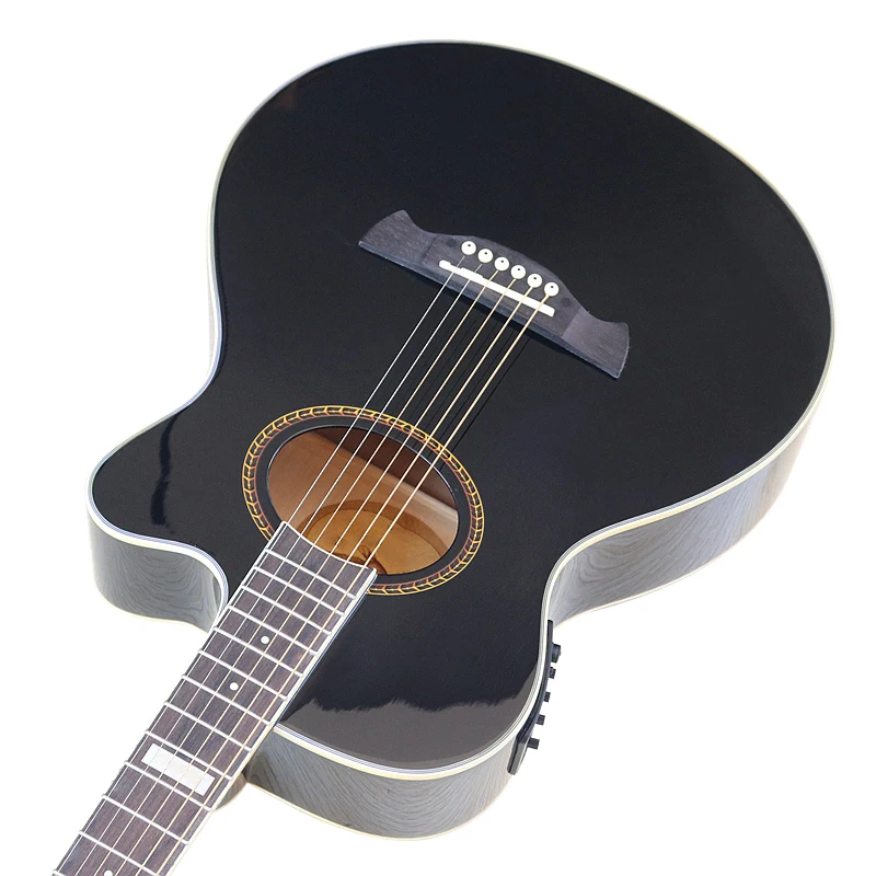 Free Shipping 6 Strings Electric Acoustic Guitar 40/41 Inch Folk Guitar Black Guitarra High Gloss Good Handicraft With Bag