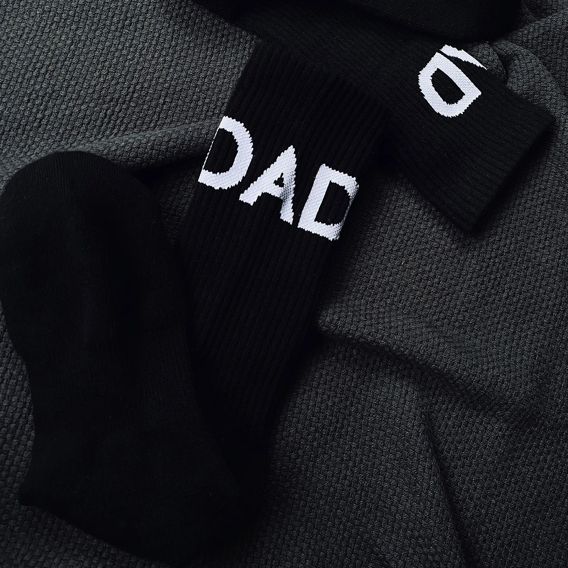 Men Medium Tube Socks Cotton Letters Black Fashion Sports Leisure Thickened Warm Towel Bottom Comfortable Trendy Socks