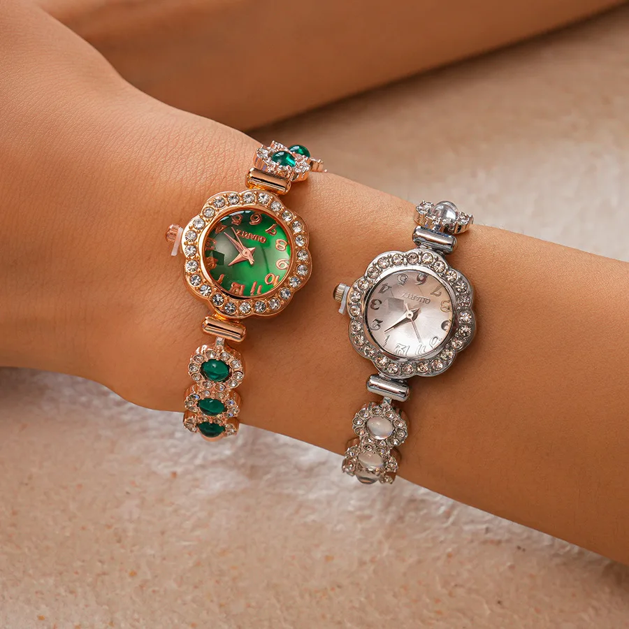 Luxus Quarzuhr Pull Armbänder mit Strass Armband frauen Uhr Anmutige Einstellbare Armband Weibliche Armbanduhr Schmuck F