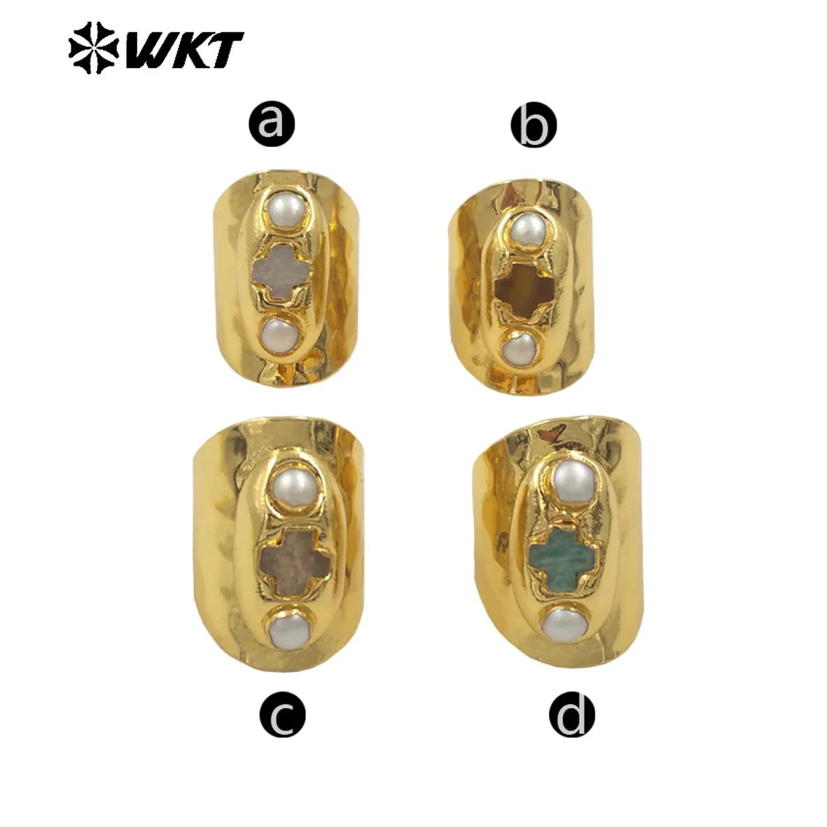 WT-MPR130 Classic Popular Natural Stone Pearl Ring With 18k Real Gold Plated For Women Special Jewelry Gifts