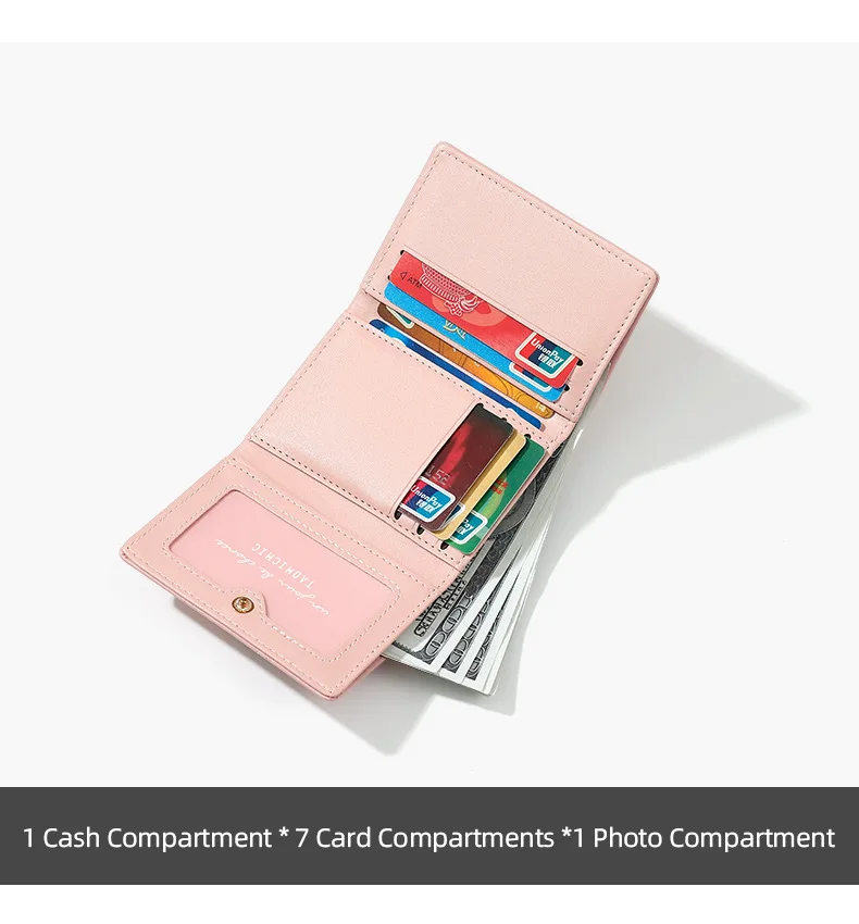 Portafoglio tri-fold da donna con nodo a farfalla Portafoglio in pelle con porta carte portamonete dal design corto e fresco