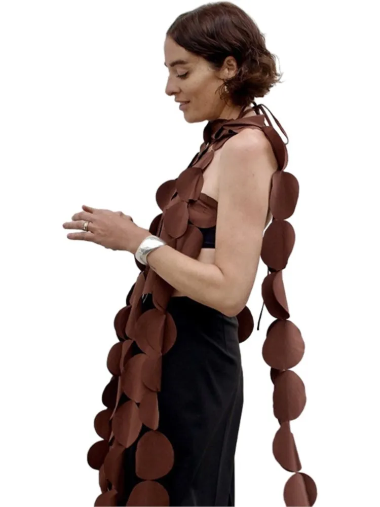 Sexy Solid Spliced Circle Long Tanks Top Women Halter Bandage Backless Irregular Shape 2025 Fashion Female Streetwear Dresses